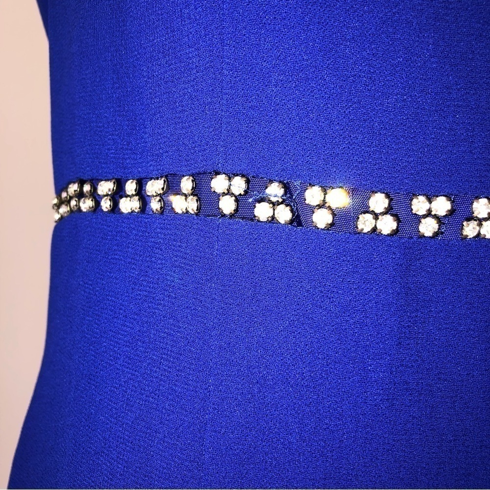 After Dark Evening Gown Blue Rhinestones Formal Prom Sleeveless - Picture 3 of 12